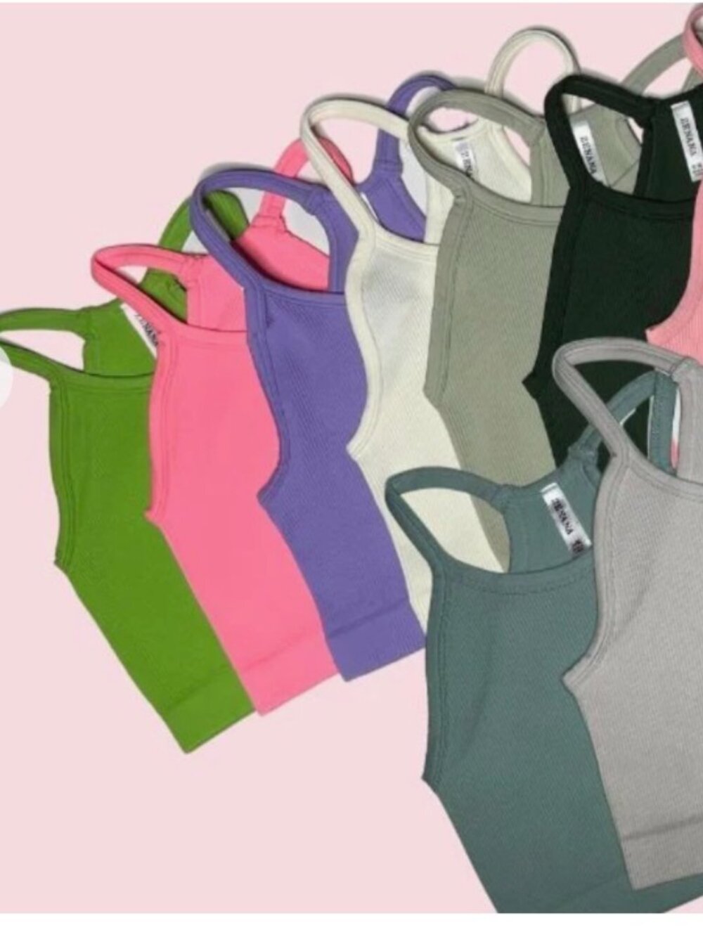 (Set of 3 Misc Colors) - Zenana Ribbed Cropped Racerback Cami Bralette